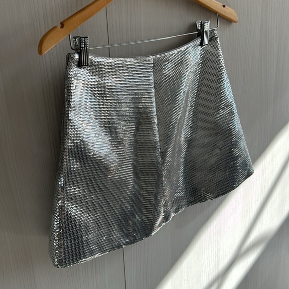 HM studio micro mini sequin silver mini skirt size 4 - Picture 2 of 8